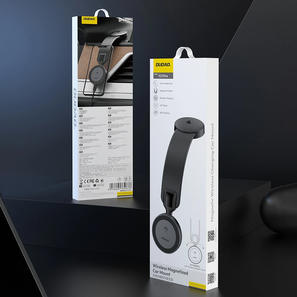 Dudao F21 Pro 15W MagSafe indukcinis automobilinis įkroviklis – Juodas