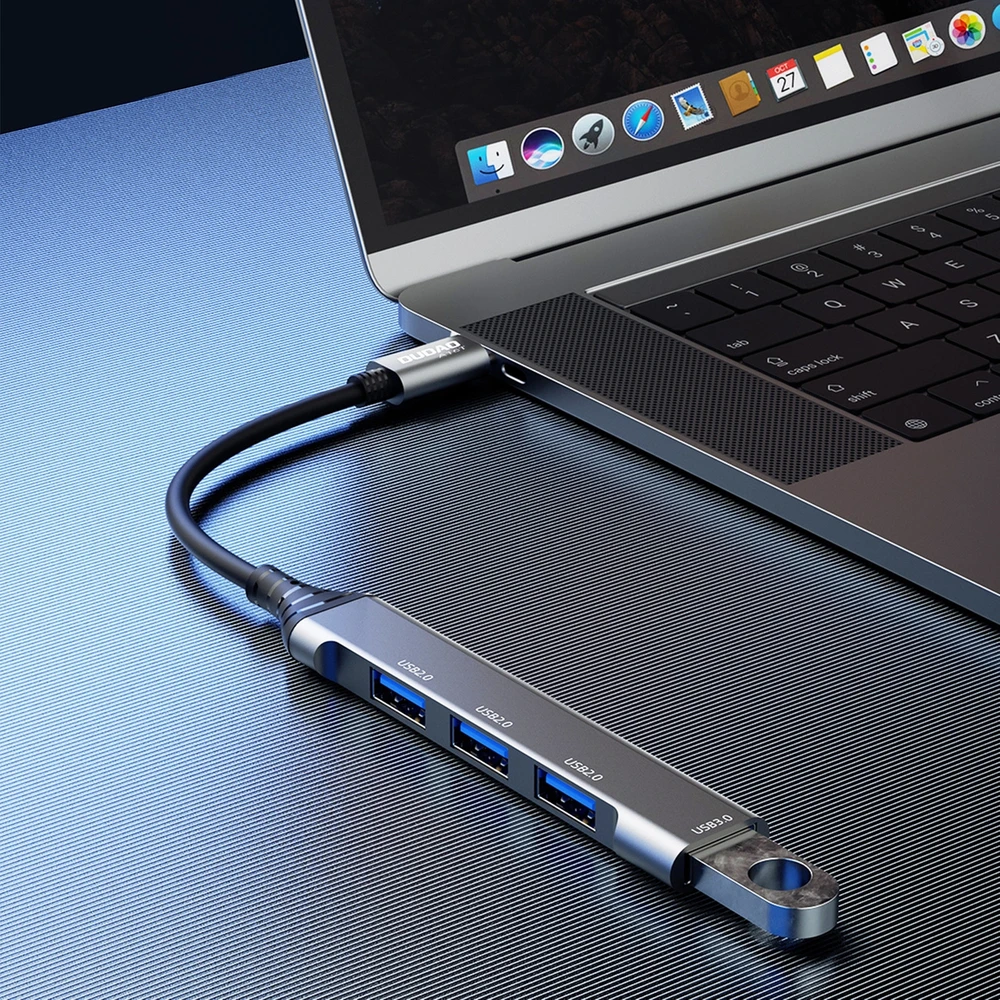 Dudao HUB 4in1 USB-C – 4x USB-A (3 x USB2.0 / USB3.0) 6.3cm juodos spalvos (A16T)
