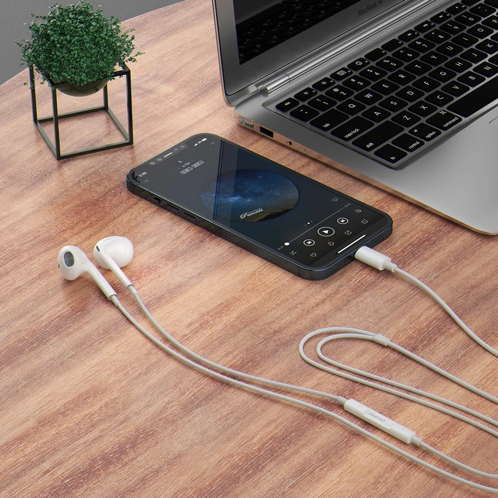 Dudao į ausis įdedamos ausinės su 3,5 mm mini jack jungtimi baltos spalvos (X14PRO)