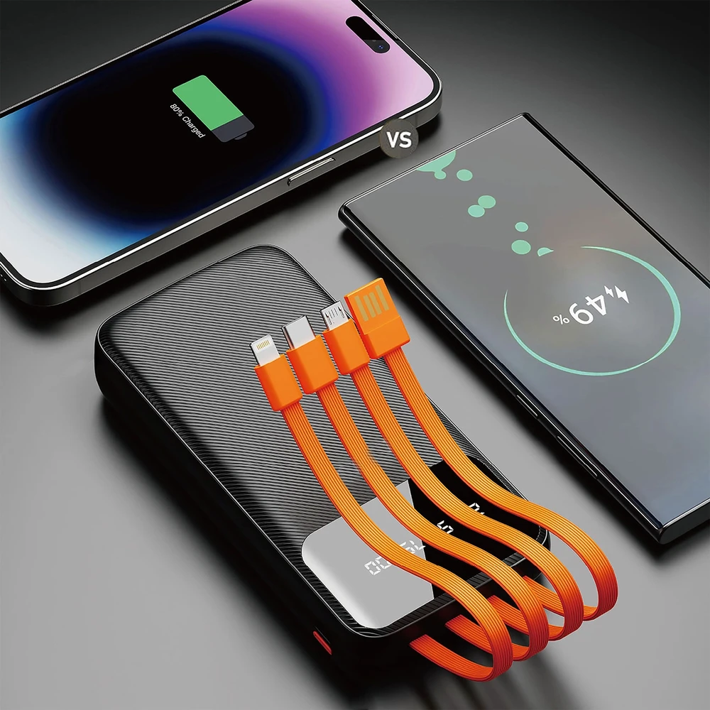 „Dudao K6Pro“ universalus 10 000 mAh maitinimo blokas su USB kabeliu, USB tipas C, žaibo juodas (K6Pro-juodas)