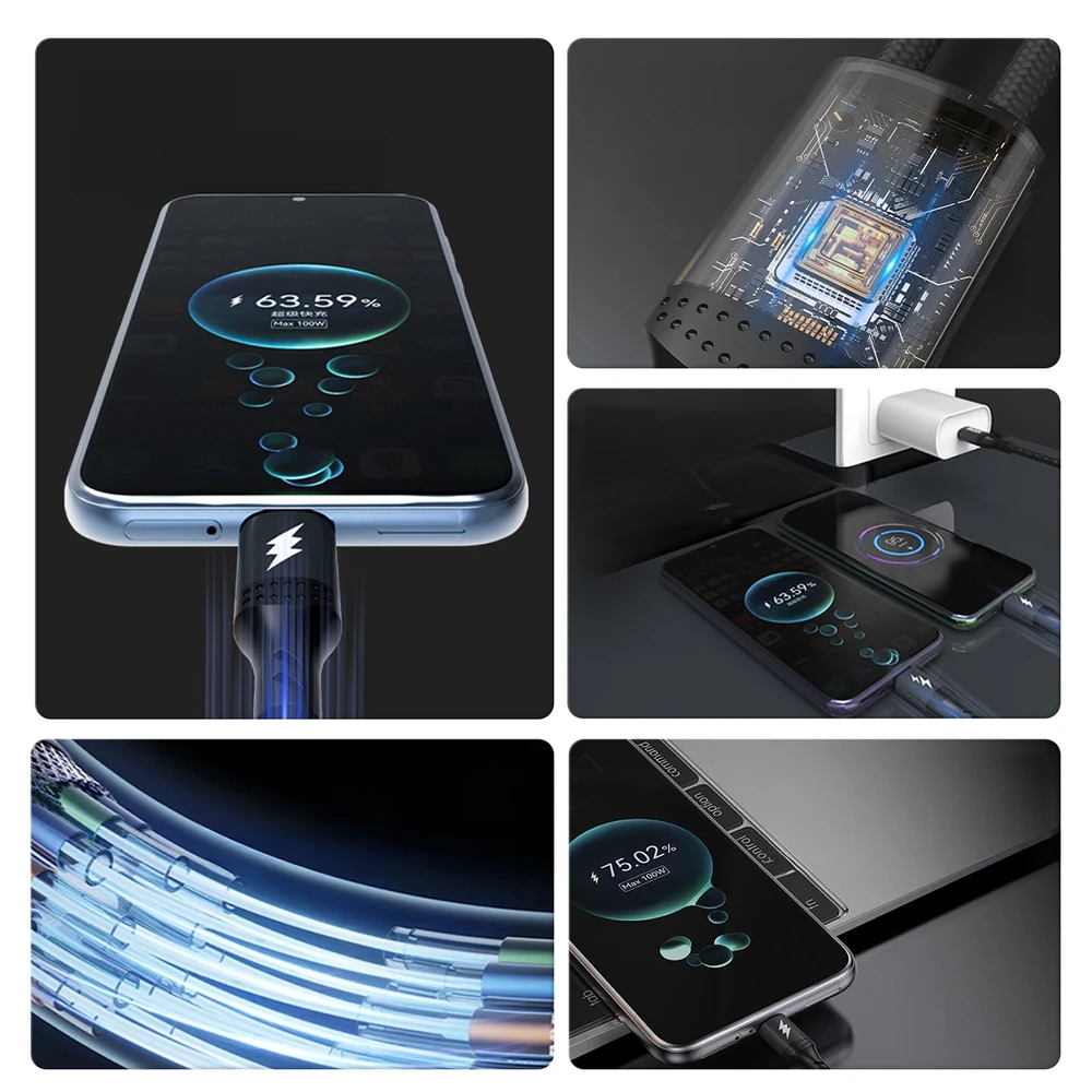 Dudao L3F 2in1 kabelis 100W 1.2m 2 x USB-C – juodos spalvos