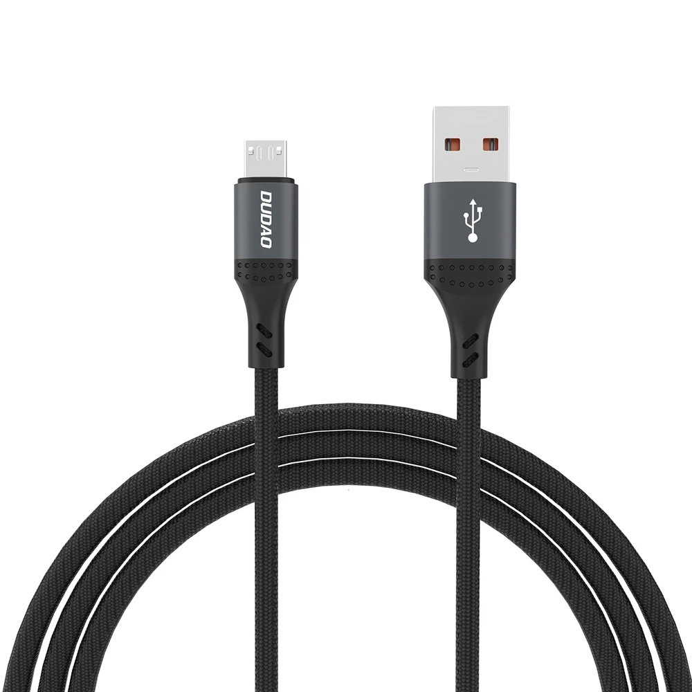 Dudao L3SM USB-A – MicroUSB 3A 1.2m Braided kabelis – juodos spalvos