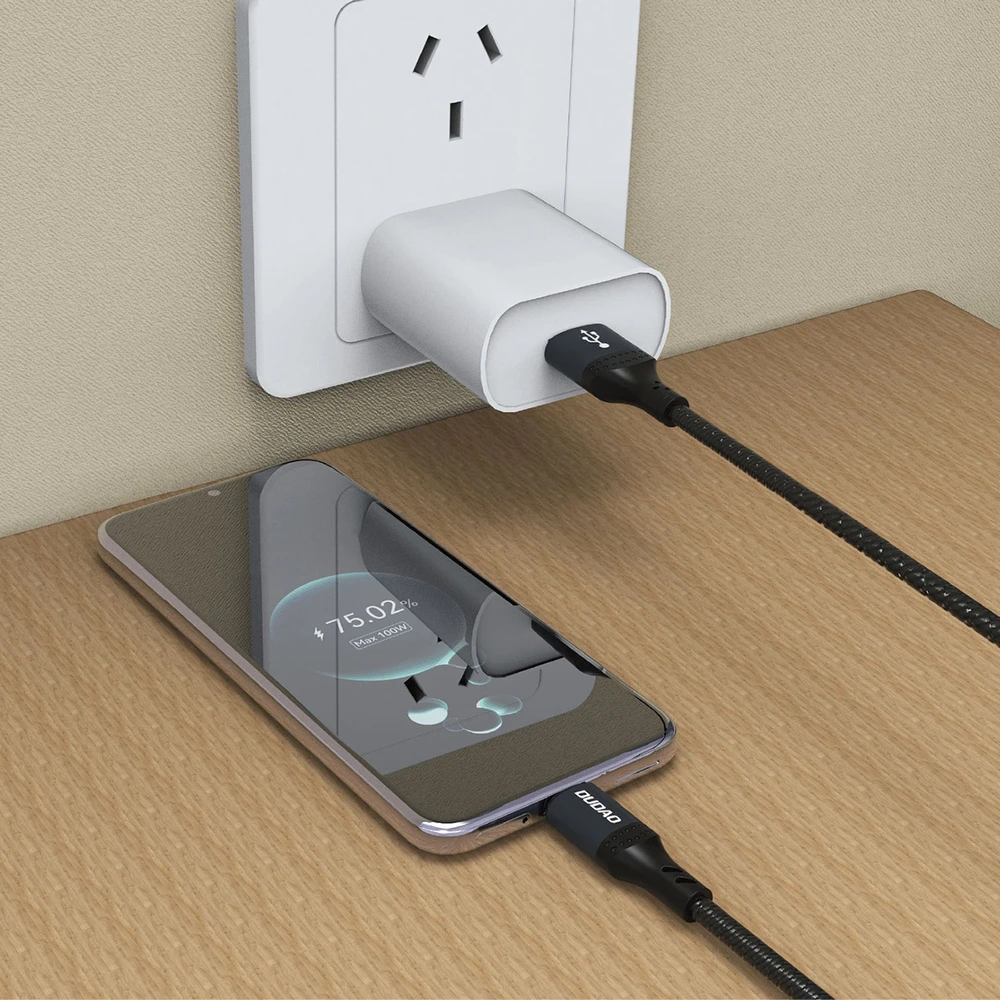 Dudao L3ST USB-A – USB-C 5A kabelis 1.2m pintas – juodos spalvos