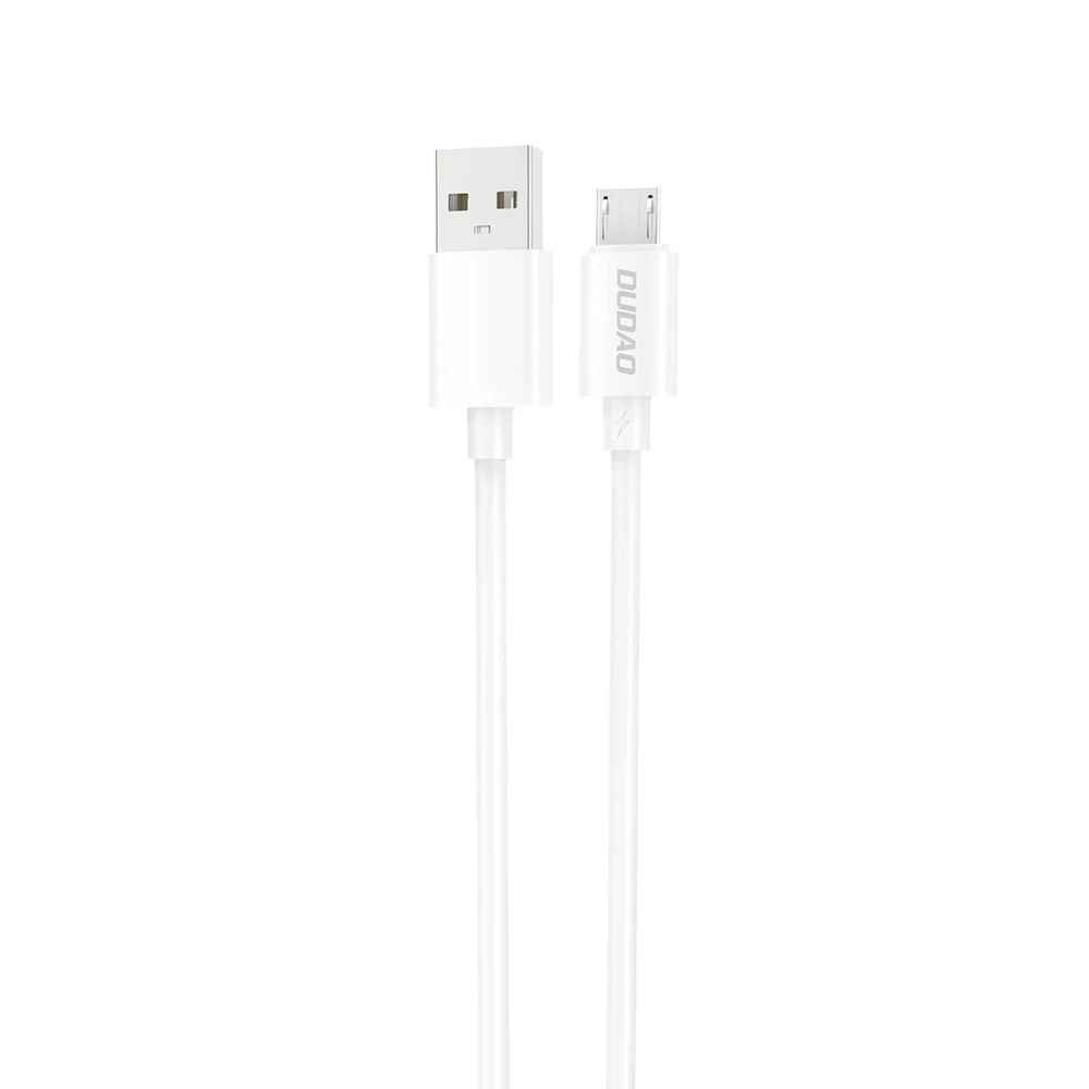 USB kabelis Dudao (L4SM) microUSB (2A) baltas (1m)