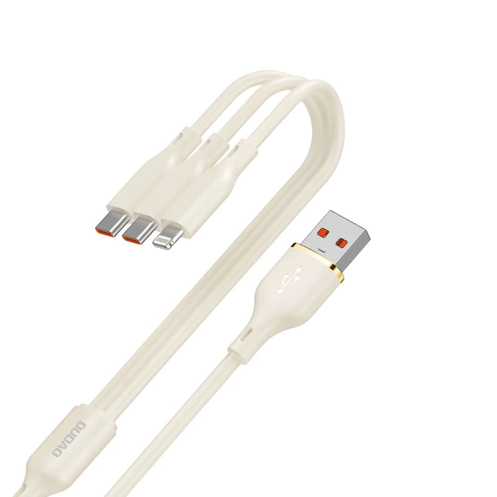 Dudao L7SE 3in1 USB-A – 2x USB-C / Lightning 66W kabelis 1.2m – beige