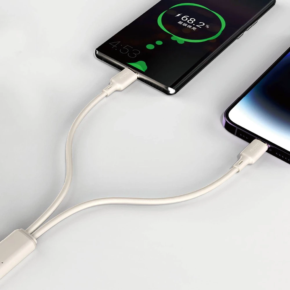 Dudao L7SF 2in1 kabelis USB-C – USB-C / Lightning 100W 1.2m – beige
