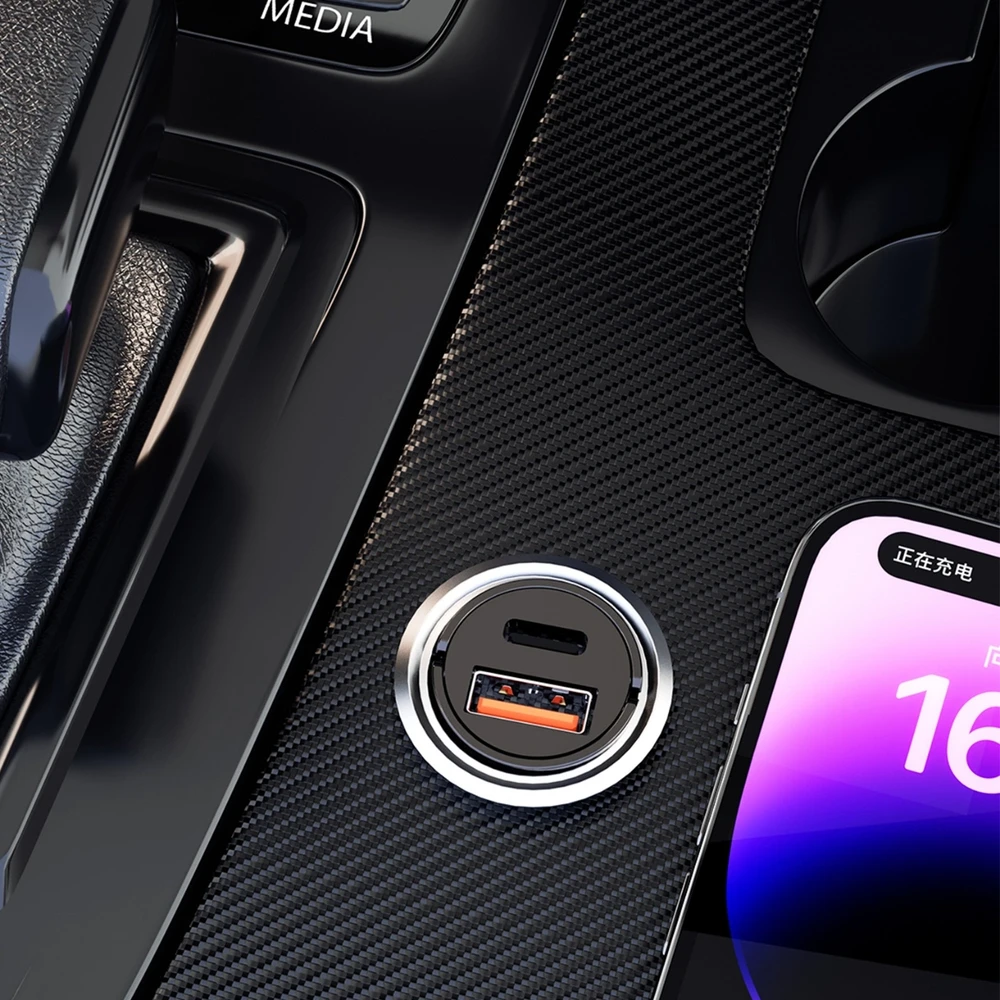 Įkroviklis automobilinis Dudao (R3MAX) (1xUSB-C;1xUSB 48W) juodas