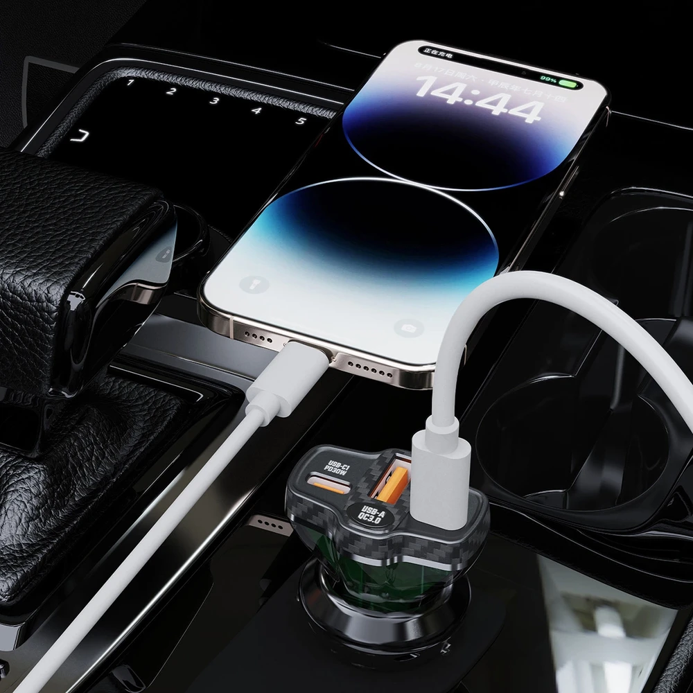 Dudao R78 78W automobilinis įkroviklis USB-C PD / 2xUSB-A QC – juodos spalvos