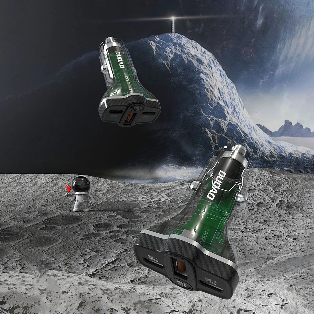 Dudao R78 78W automobilinis įkroviklis USB-C PD / 2xUSB-A QC – juodos spalvos