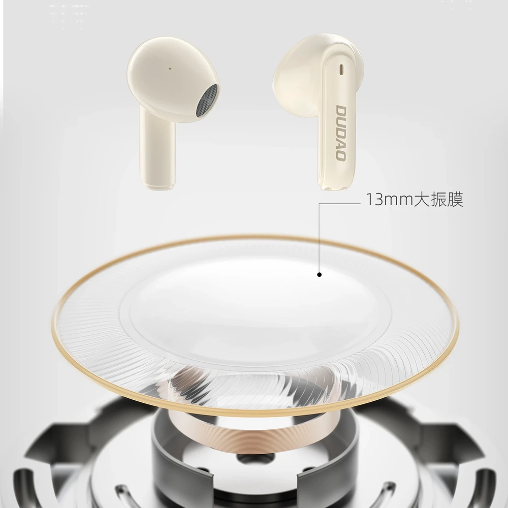 Dudao U18Pro Bluetooth 5.3 TWS belaidės ausinės – gelsvos