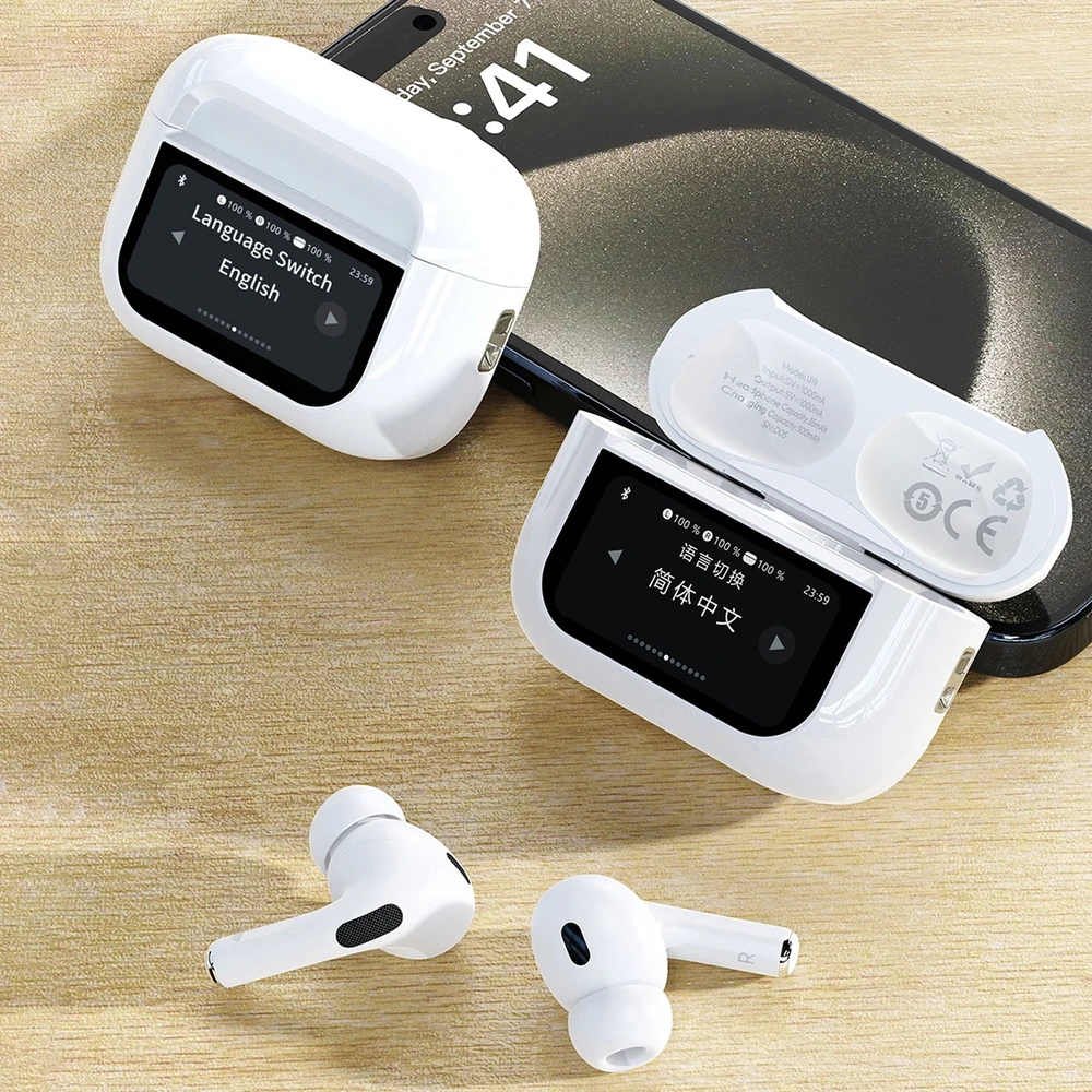 Dudao U19 į ausis įkišamos TWS belaidės Bluetooth 5.3 ausinės with LED ekranas – baltas
