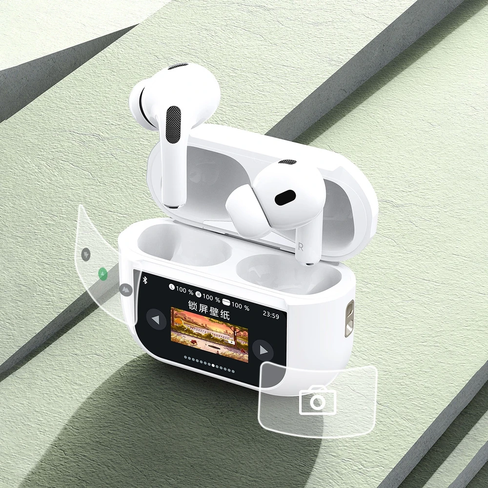 Dudao U19 į ausis įkišamos TWS belaidės Bluetooth 5.3 ausinės with LED ekranas – baltas