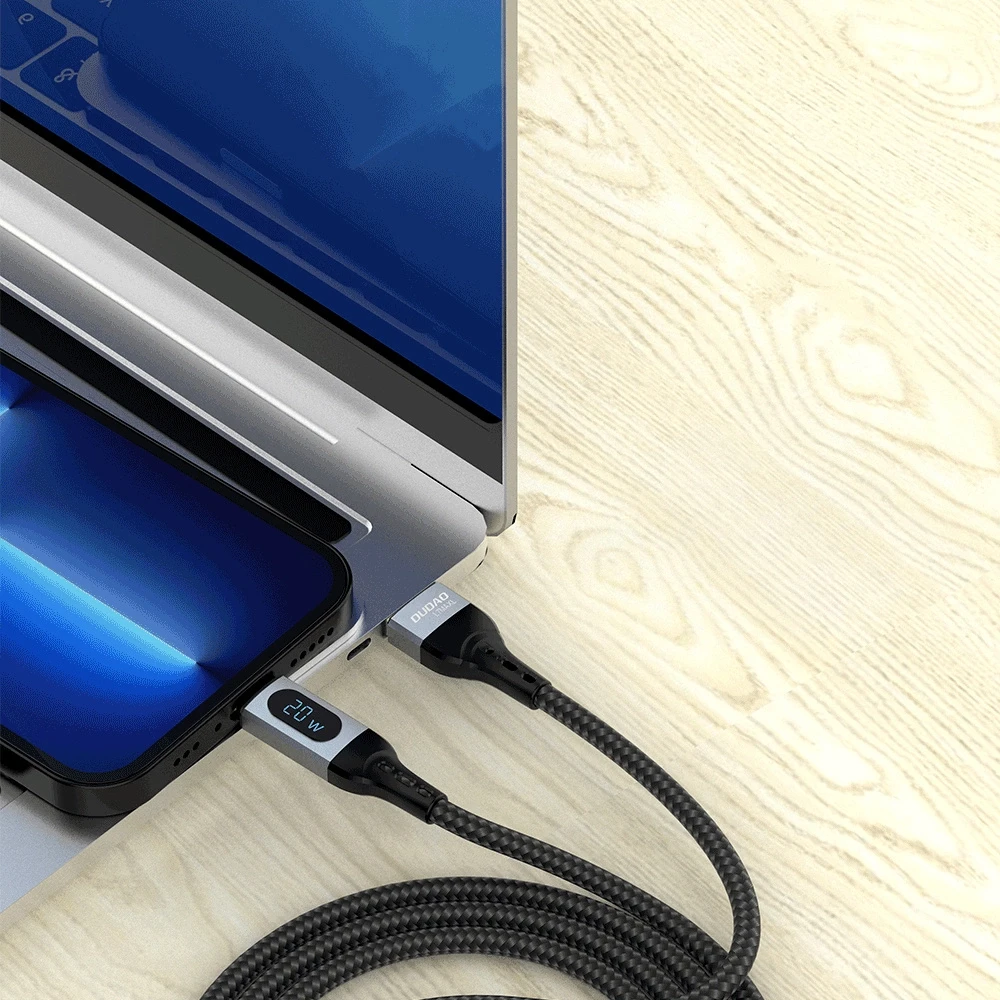 Dudao USB Type C – Lightning kabelis fast charging PD 20W 1m juodos spalvos (L7MaxL)