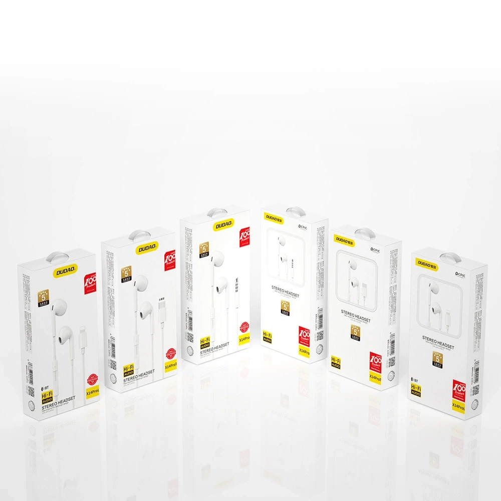 Dudao X14PROL-W1 į ausis įkišamos ausinės su Lightning jungtimi baltos spalvos (X14PROL-W1)