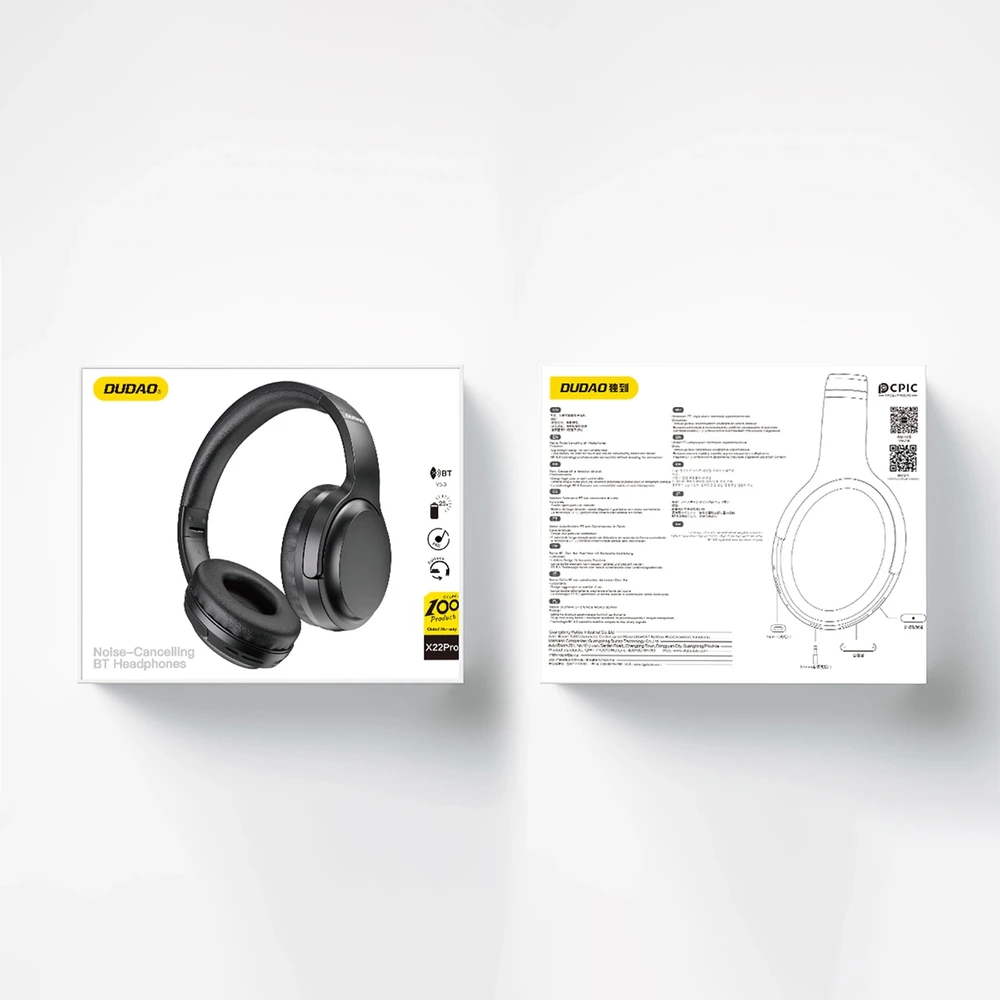 Dudao daugiafunkcinės belaidės Bluetooth 5.0 ausinės, FM radijas, (X22Pro juodos)