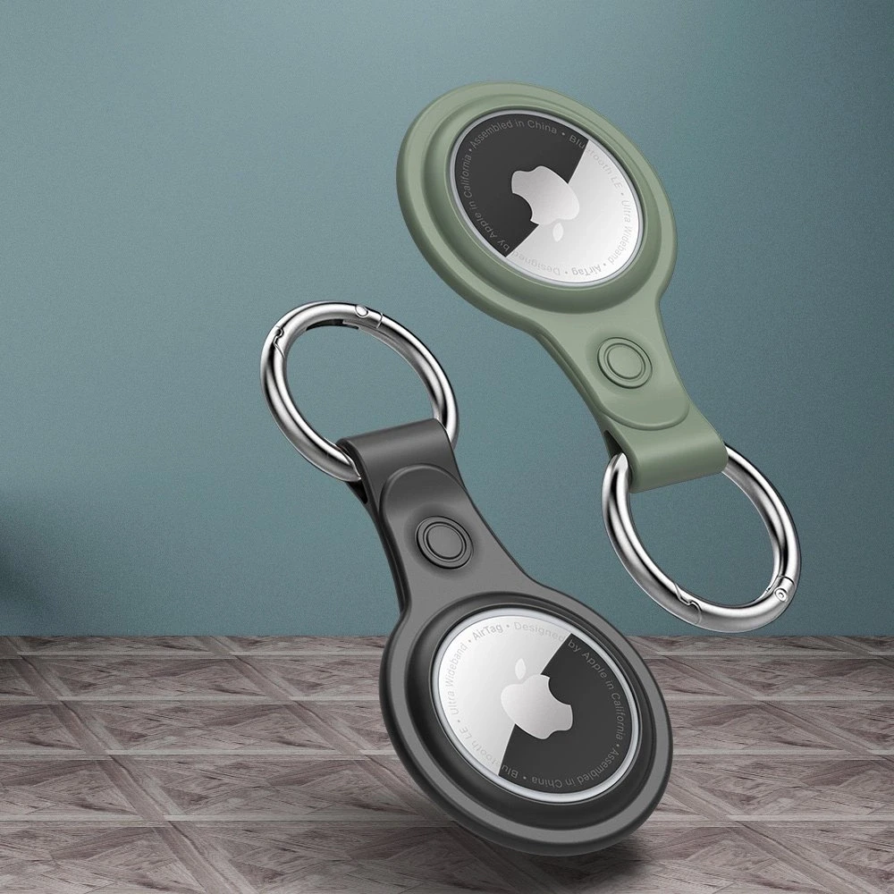 Dux Ducis 4vnt set Silicone flexible cover keychain loop dėklas skirtas Apple AirTag (juodos spalvos / žalios spalvos / rožinės spalvos / mėlynos spalvos)
