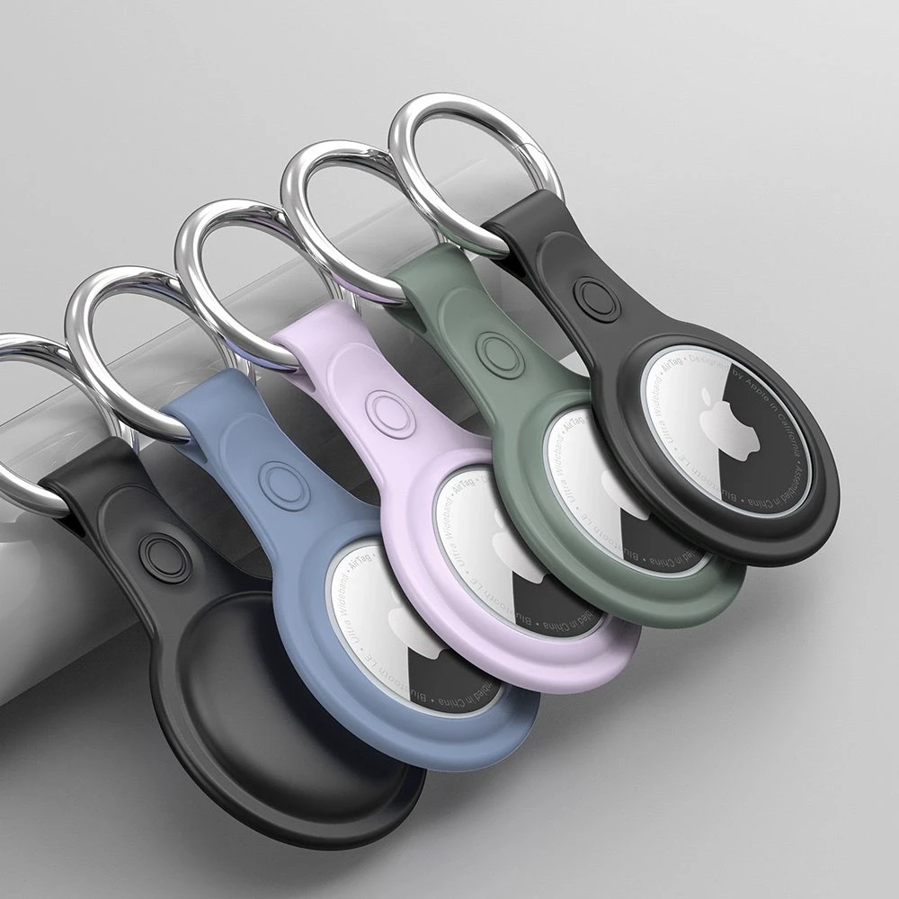 Dux Ducis 4vnt set Silicone flexible cover keychain loop dėklas skirtas Apple AirTag (juodos spalvos / žalios spalvos / rožinės spalvos / mėlynos spalvos)