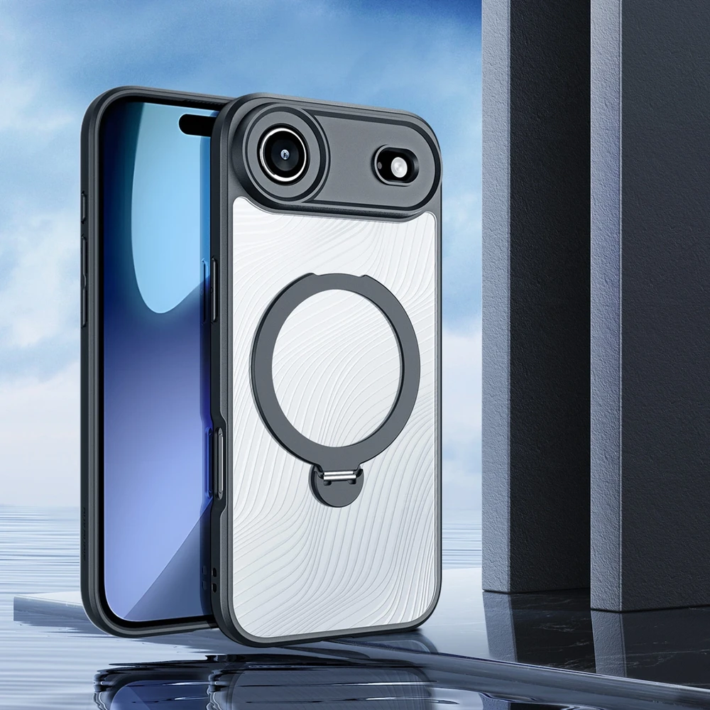 Dux Ducis Aimo Mag dėklas su Magnetic Ring and Stand skirtas Apple iPhone 17 Air – juodos spalvos