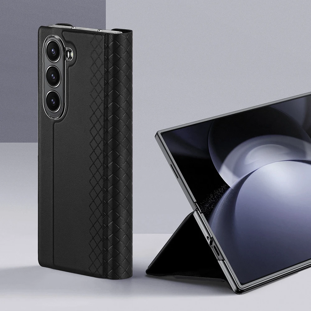 Dux Ducis Brill leather dėklas skirtas Samsung Galaxy Z Fold 6 with flap and card slot – juodos spalvos