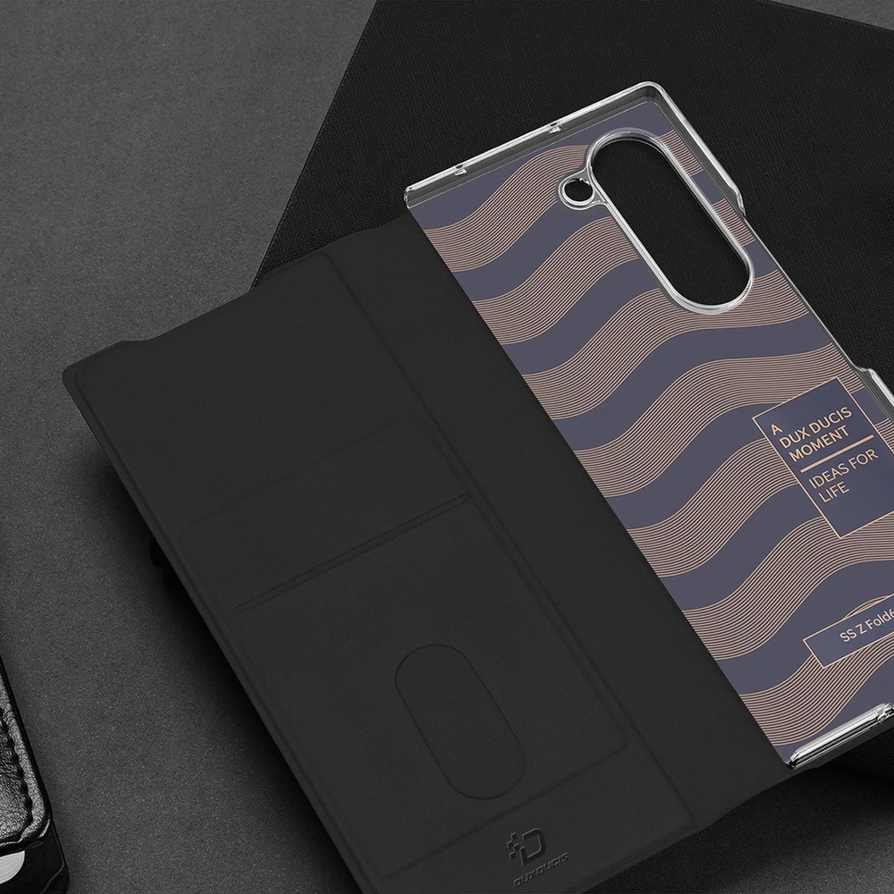 Dux Ducis Brill leather dėklas skirtas Samsung Galaxy Z Fold 6 with flap and card slot – juodos spalvos
