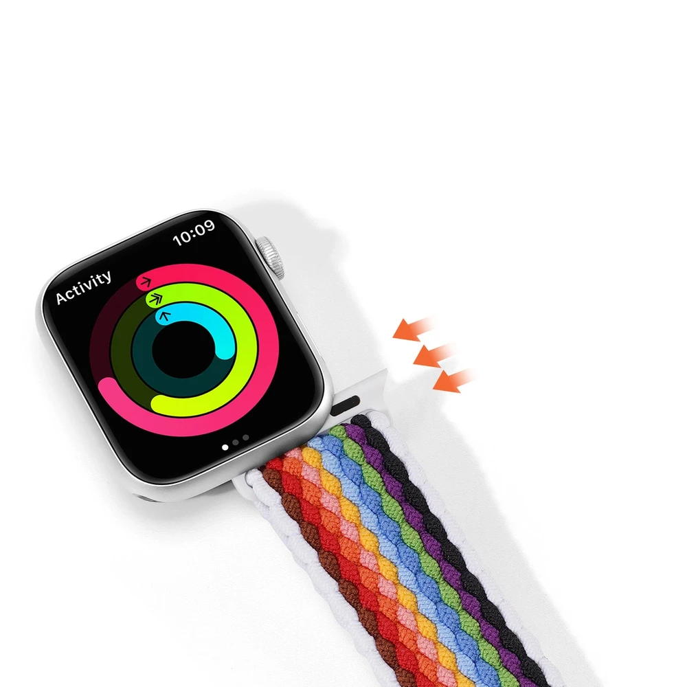 Dux Ducis dirželis (Mixture II Version) Apple Watch SE dirželis, 9, 8, 7, 6, 5, 4, 3, 2, 1 (41, 40, 38 mm) pintas dirželis, šviesių juostelių apyrankė