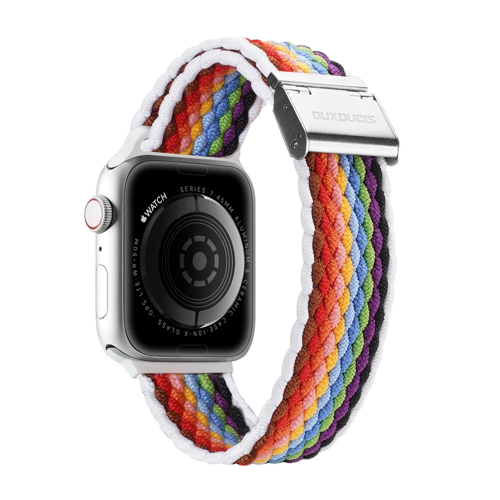 Dux Ducis dirželis (Mixture II Version) Apple Watch SE dirželis, 9, 8, 7, 6, 5, 4, 3, 2, 1 (41, 40, 38 mm) pintas dirželis, šviesių juostelių apyrankė