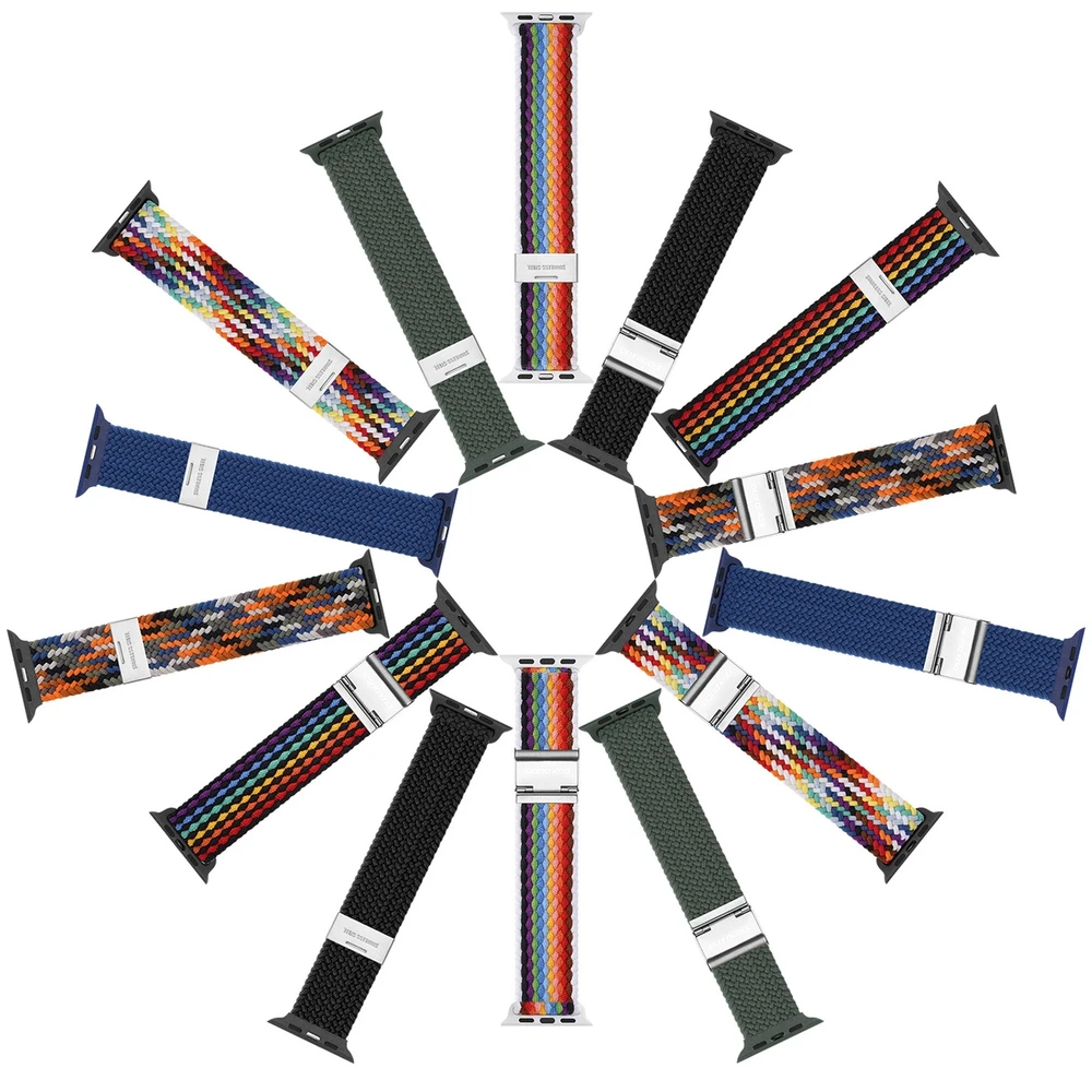 Dux Ducis dirželis (Mixture II Version) Apple Watch SE dirželis, 9, 8, 7, 6, 5, 4, 3, 2, 1 (41, 40, 38 mm) pintas dirželis, šviesių juostelių apyrankė