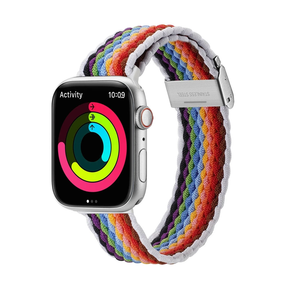 Dux Ducis dirželis (Mixture II Version) Apple Watch SE dirželis, 9, 8, 7, 6, 5, 4, 3, 2, 1 (41, 40, 38 mm) pintas dirželis, šviesių juostelių apyrankė