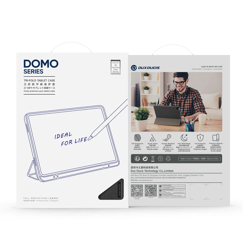 Dux Ducis Domo PU Odinis dėklas with Stand skirtas Samsung Tab S10+ / S9+ / S9 FE+ – juodos spalvos