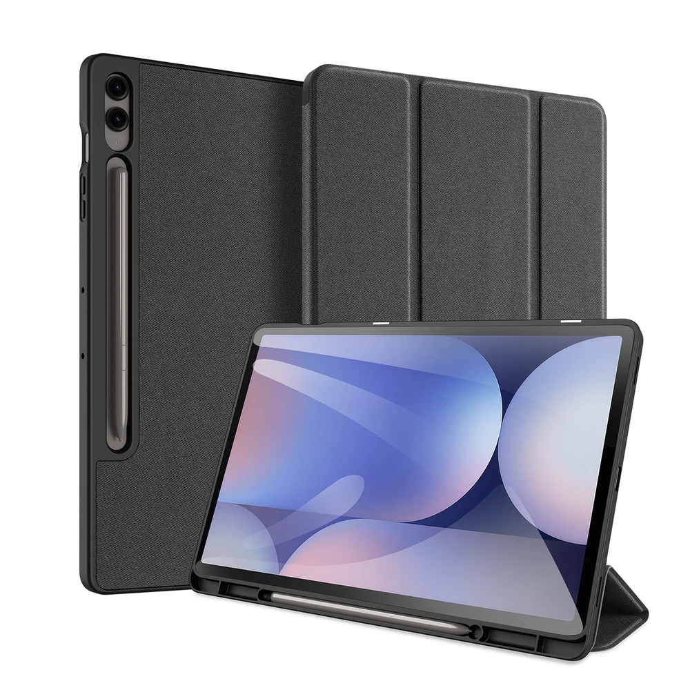 Dux Ducis Domo PU Odinis dėklas with Stand skirtas Samsung Tab S10+ / S9+ / S9 FE+ – juodos spalvos