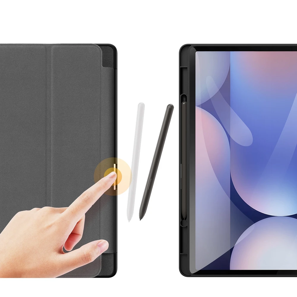 Dux Ducis Domo PU Odinis dėklas with Stand skirtas Samsung Tab S10+ / S9+ / S9 FE+ – juodos spalvos