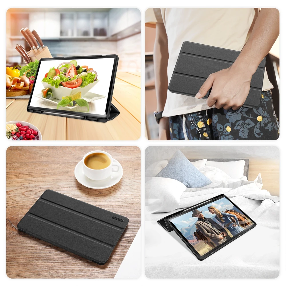 Dux Ducis Domo PU Odinis dėklas with Stand skirtas Samsung Tab S10+ / S9+ / S9 FE+ – juodos spalvos