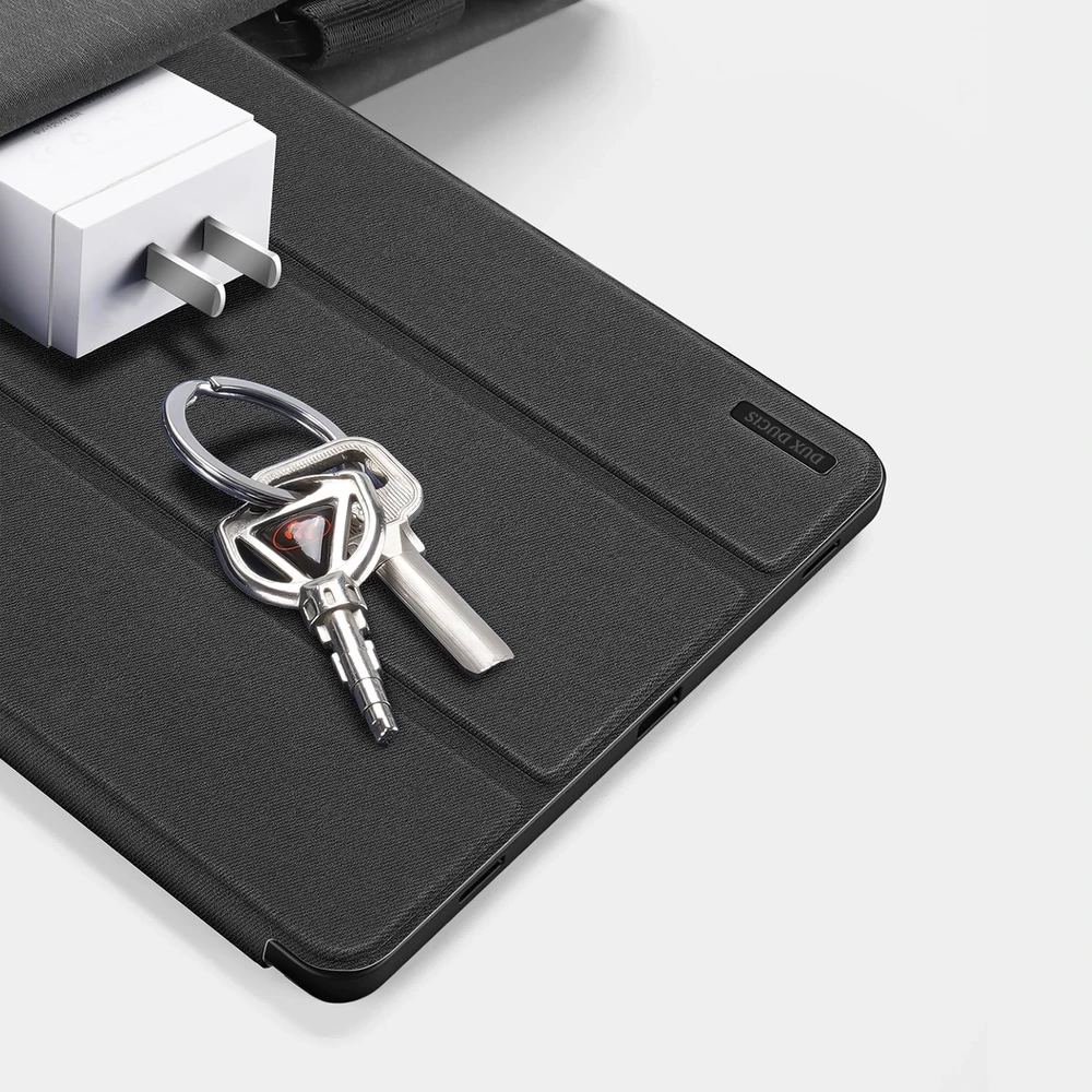 Dux Ducis Domo PU Odinis dėklas with Stand skirtas Samsung Tab S10+ / S9+ / S9 FE+ – juodos spalvos