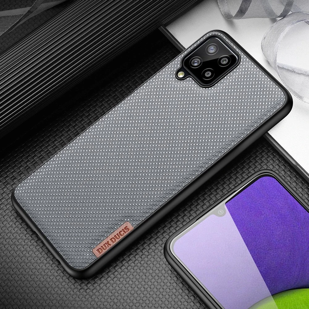 Dux Ducis Fino covered with nylon material Samsung Galaxy A22 4G dėklas telefonui pilkos spalvos