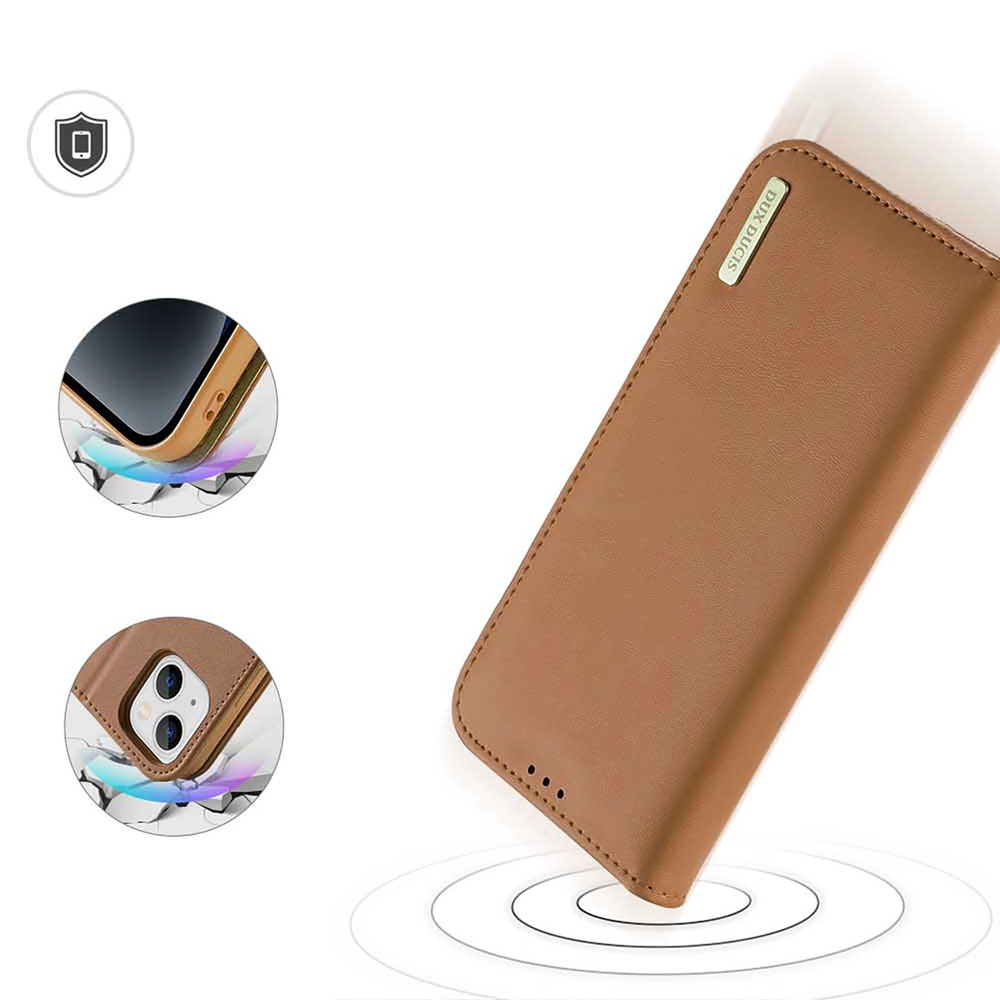 Dux Ducis Hivo Apple iPhone 15 Plus wallet RFID blocking - dėklas telefonui rudos spalvos