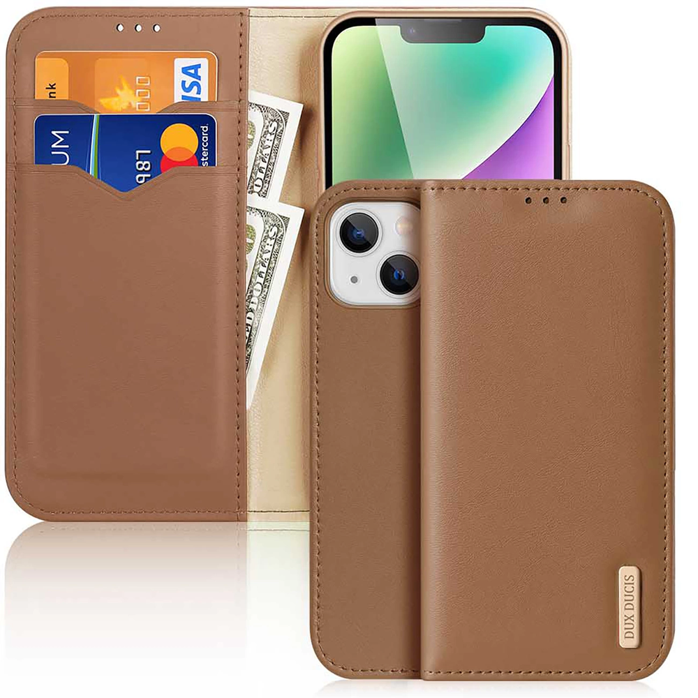 Dux Ducis Hivo Apple iPhone 15 Plus wallet RFID blocking - dėklas telefonui rudos spalvos
