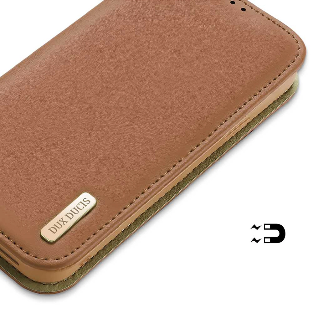Dux Ducis Hivo Apple iPhone 15 Plus wallet RFID blocking - dėklas telefonui rudos spalvos