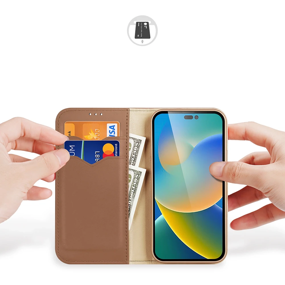 Dux Ducis Hivo dėklas skirtas iPhone 14 Pro Max, rudas