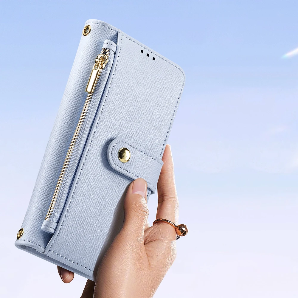 Dux Ducis Lawa Apple iPhone 16 Pro Leather dėklas su Detachable Magnetic Wallet – mėlynos spalvos
