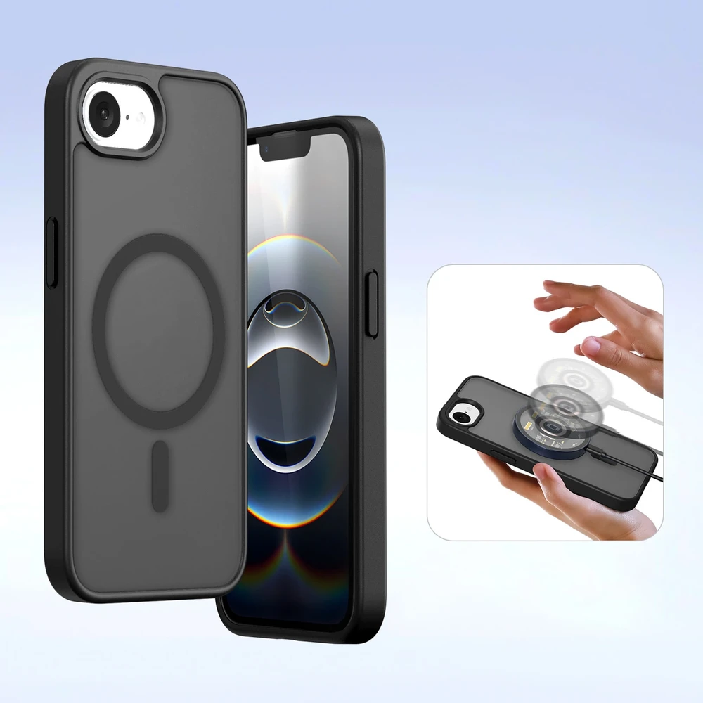 Dux Ducis Lawa Apple iPhone 16e Leather dėklas su Detachable Magnetic Wallet – juodos spalvos