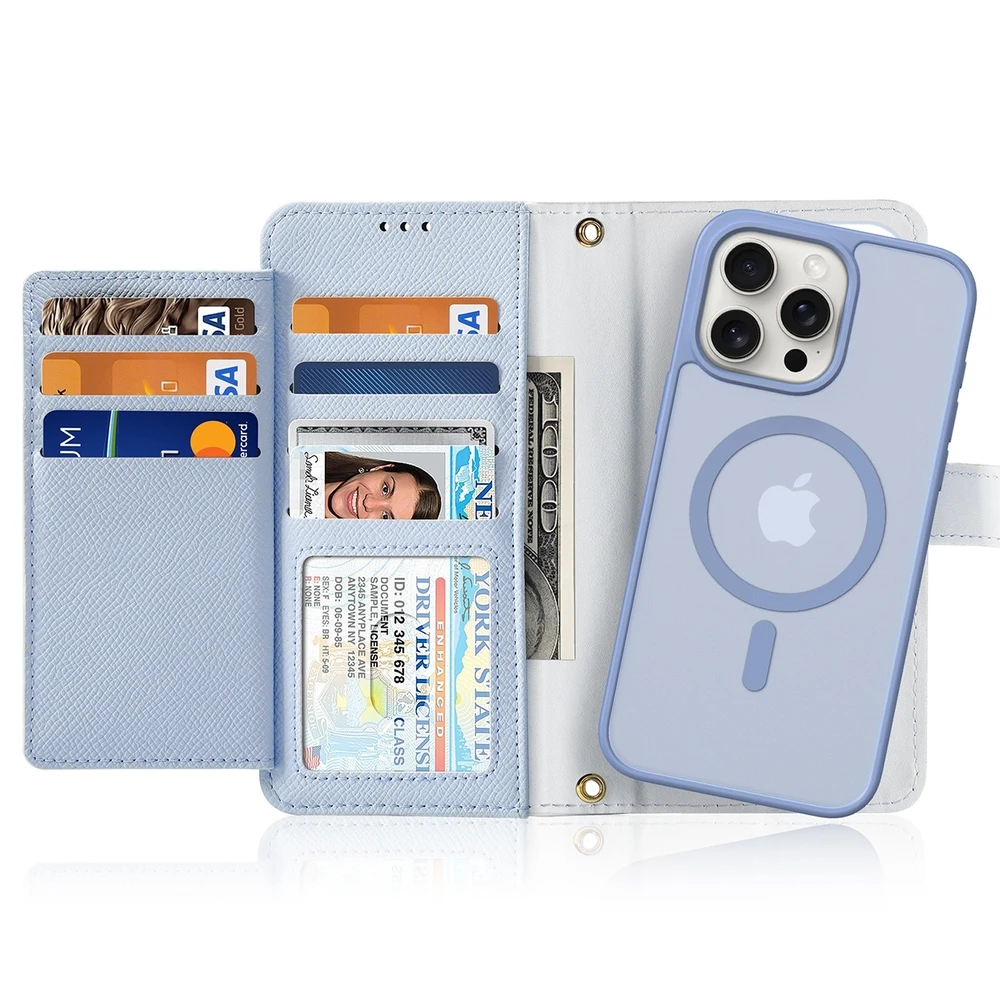 Dux Ducis Lawa Leather dėklas skirtas Apple iPhone 15 Pro Max – mėlynos spalvos