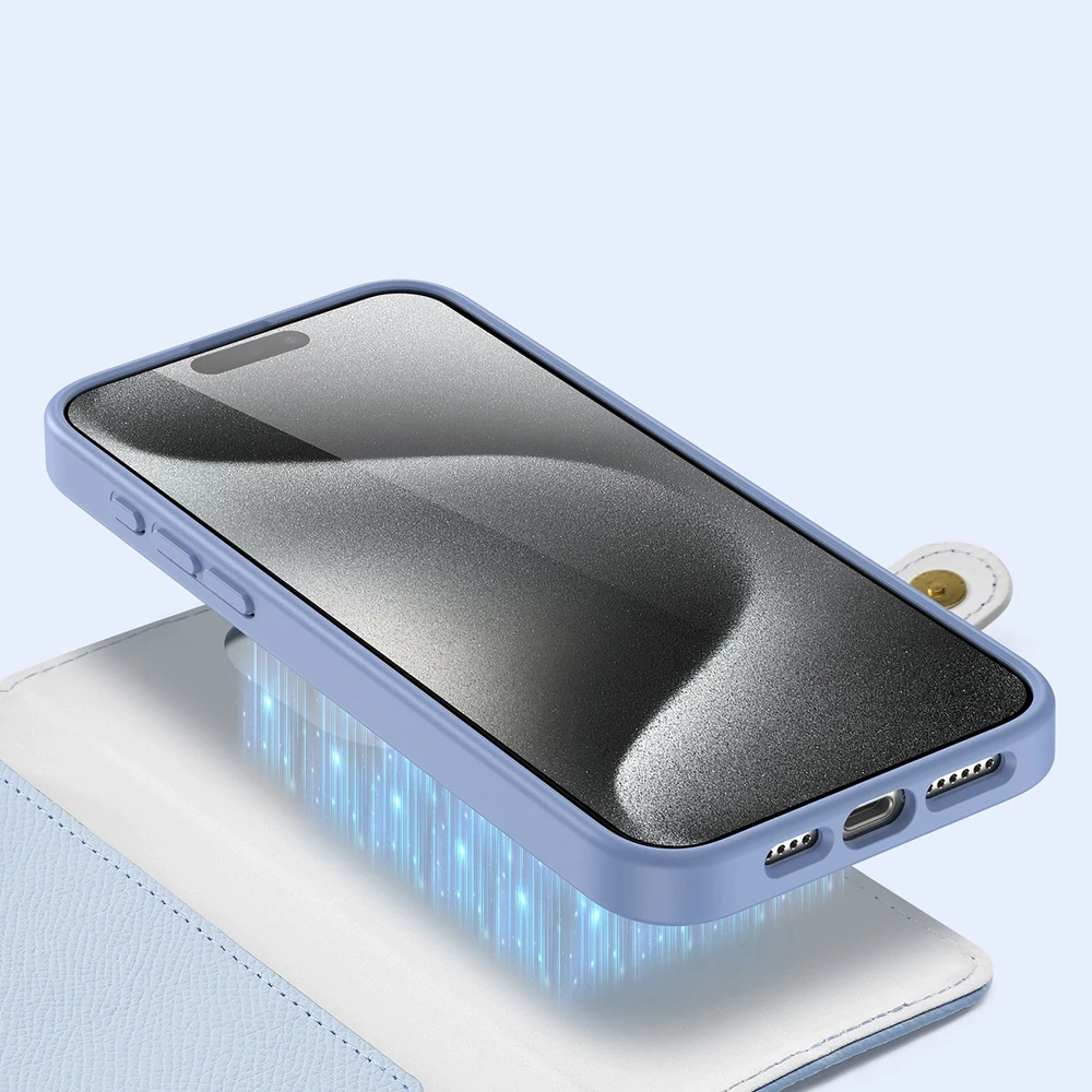 Dux Ducis Lawa Leather dėklas skirtas Apple iPhone 15 Pro Max – mėlynos spalvos