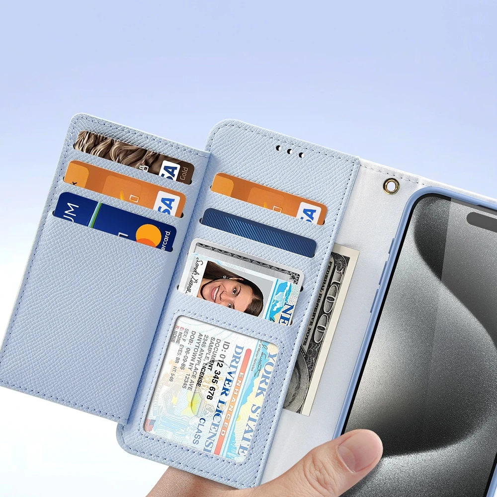 Dux Ducis Lawa Leather dėklas skirtas Apple iPhone 15 Pro Max – mėlynos spalvos