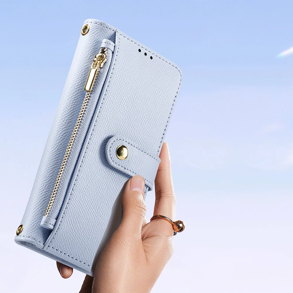 Dux Ducis Lawa Leather dėklas skirtas Apple iPhone 16 Pro Max su Detachable Magnetic Wallet – mėlynos spalvos