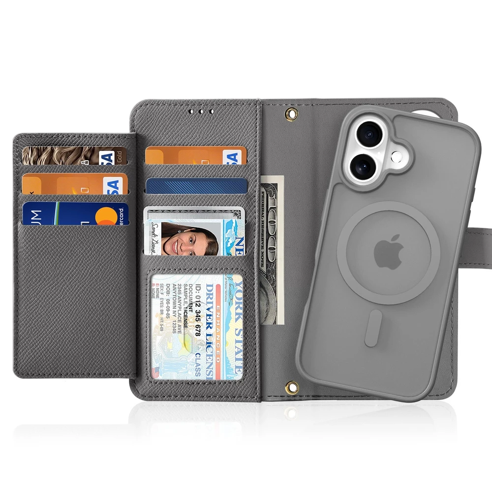 Dux Ducis Lawa Leather dėklas skirtas Apple iPhone 16 – pilkos spalvos