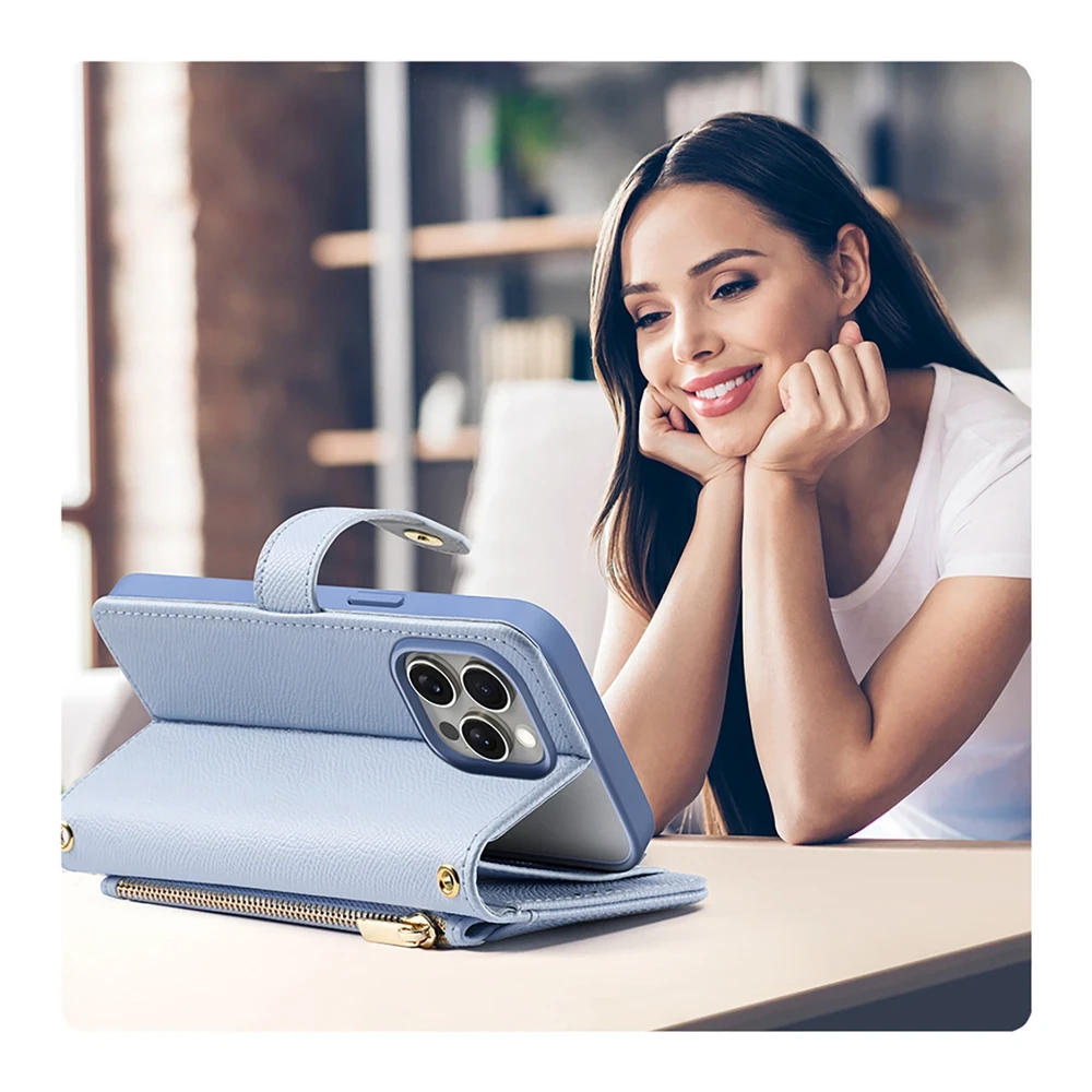 Dux Ducis Lawa Leather dėklas skirtas Apple iPhone 15 Pro – mėlynos spalvos