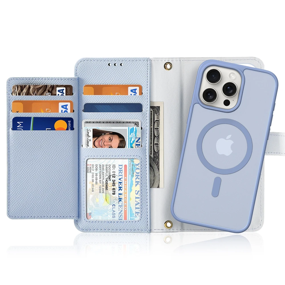 Dux Ducis Lawa Leather dėklas skirtas Apple iPhone 15 Pro – mėlynos spalvos