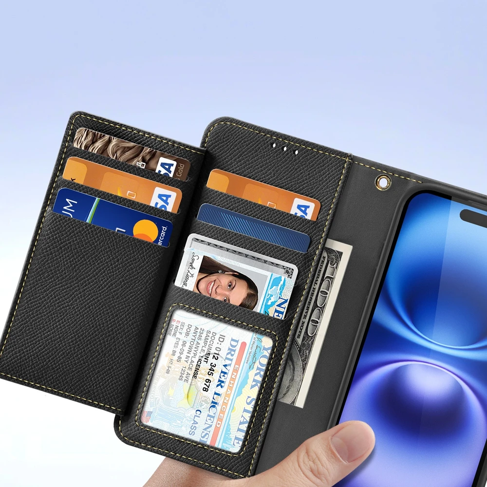 Dux Ducis Lawa Leather dėklas skirtas Apple iPhone 16 – juodos spalvos