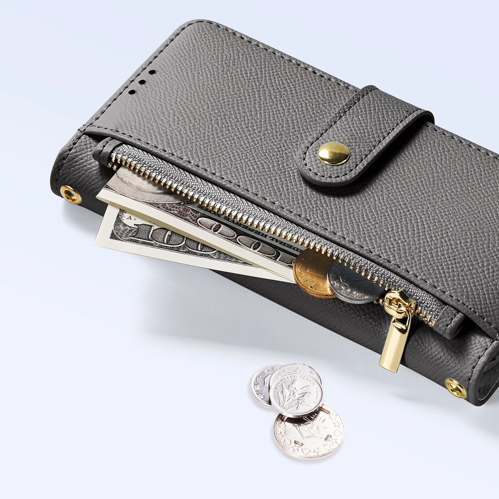 Dux Ducis Lawa Leather dėklas skirtas Apple iPhone 15 Pro Max – pilkos spalvos