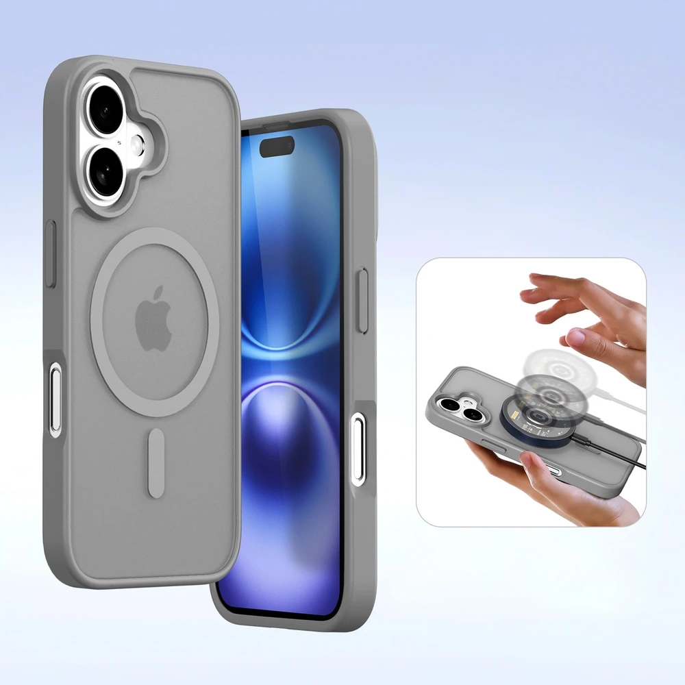 Dux Ducis Lawa Leather dėklas skirtas Apple iPhone 16 – pilkos spalvos